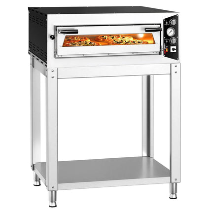 GGM Gastro Electric Deck Pizza Oven - Single Deck - Refractory Stone Deck - 4 - Ø 35cm (35.1 cm) - Mechanical Controls - up to 450°C - incl. Base frame