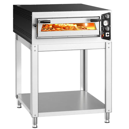 GGM Gastro Electric Deck Pizza Oven - Single Deck - Refractory Stone Deck - 6 - Ø 35cm (35.1 cm) - Mechanical Controls - up to 450°C - incl. Base frame