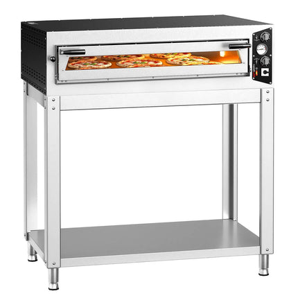 GGM Gastro Electric Deck Pizza Oven - Single Deck - Refractory Stone Deck - 6 - Ø 35cm (35.1 cm) - Mechanical Controls - up to 450°C - incl. Base frame
