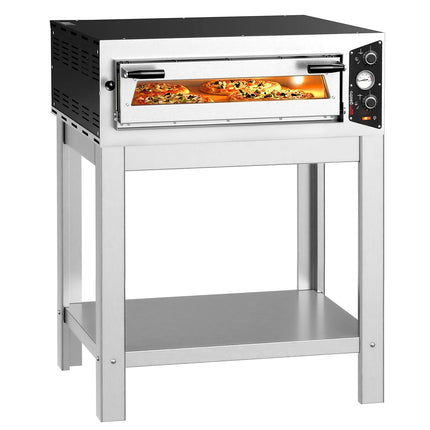 GGM Gastro Electric Deck Pizza Oven - Single Deck - Refractory Stone Deck - 4 x Ø 30cm (30.5 cm) - with Stand