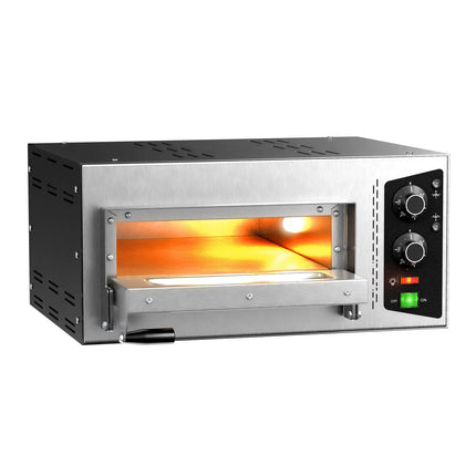 GGM Gastro Electric Deck Pizza Oven - Single Deck - Refractory Stone Deck - 1 x Ø 35cm (35.1 cm) - 230V Single Phase | 13A Plug - Mechanical Controls - up to 450°C