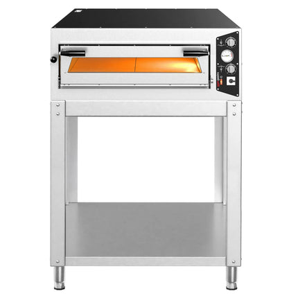 GGM Gastro Electric Deck Pizza Oven - Single Deck - Refractory Stone Deck - 6 - Ø 35cm (35.1 cm) - Mechanical Controls - up to 450°C - incl. Base frame