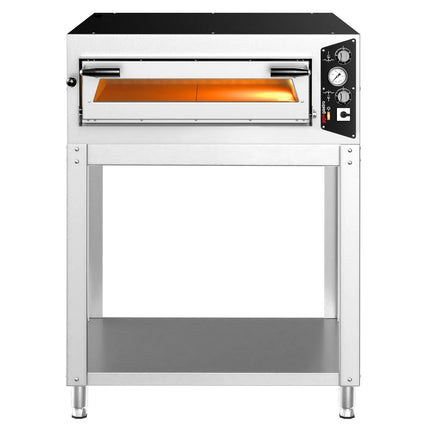 GGM Gastro Electric Deck Pizza Oven - Single Deck - Refractory Stone Deck - 4 - Ø 35cm (35.1 cm) - Mechanical Controls - up to 450°C - incl. Base frame
