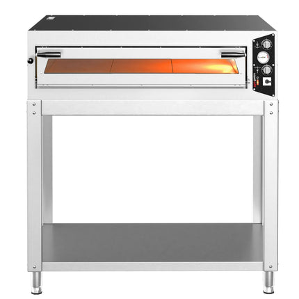 GGM Gastro Electric Deck Pizza Oven - Single Deck - Refractory Stone Deck - 6 - Ø 35cm (35.1 cm) - Mechanical Controls - up to 450°C - incl. Base frame