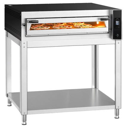 GGM Gastro Electric Deck Pizza Oven - Single Deck - Refractory Stone Deck - 9 x Ø 35cm (35.1 cm) - Touchscreen Controls - up to 400°C - incl. Base frame
