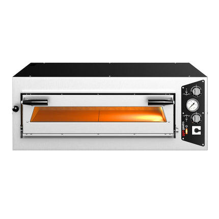 GGM Gastro Electric Deck Pizza Oven - Single Deck - Refractory Stone Deck - 4 x Ø 35cm (35.1 cm) - 230V 3 Phase - Mechanical Controls - up to 450°C