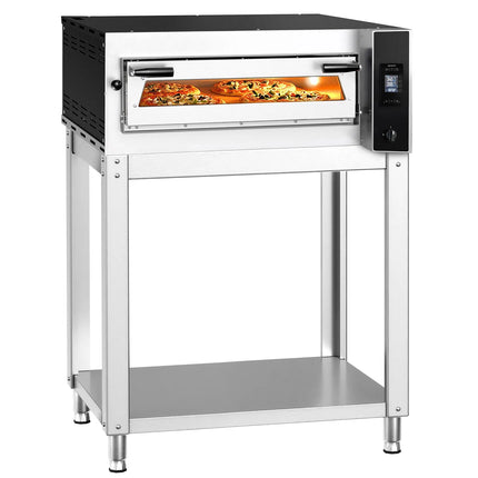 GGM Gastro Electric Deck Pizza Oven - Single Deck - Refractory Stone Deck - 4 - Ø 35cm (35.1 cm) - Touchscreen Controls - up to 400°C - incl. Base frame