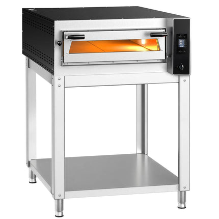 GGM Gastro Electric Deck Pizza Oven - Single Deck - Refractory Stone Deck - 6 - Ø 35cm (35.1 cm) - 230V 3 Phase - Touchscreen Controls - up to 400°C - incl. Base frame