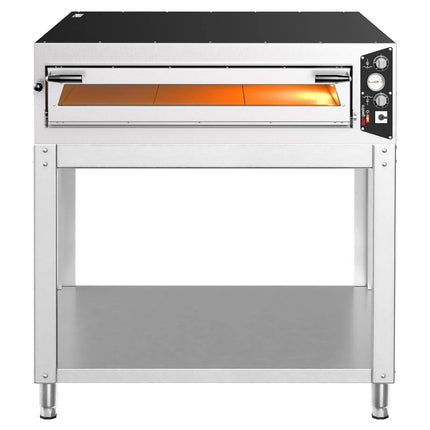GGM Gastro Electric Deck Pizza Oven - Single Deck - Refractory Stone Deck - 9 x Ø 34cm (34 cm) - 230V 3 Phase - Mechanical Controls - up to 450°C - incl. Base frame