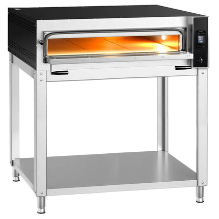 GGM Gastro Electric Deck Pizza Oven - Single Deck - Refractory Stone Deck - 9 x Ø 35cm (35.1 cm) - Touchscreen Controls - up to 400°C - incl. Base frame