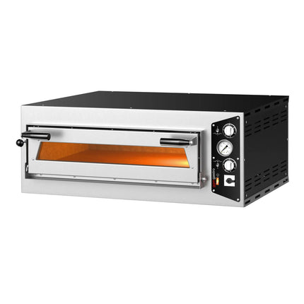 GGM Gastro Electric Deck Pizza Oven - Single Deck - Refractory Stone Deck - 4 x Ø 35cm (35.1 cm) - 230V 3 Phase - Mechanical Controls - up to 450°C