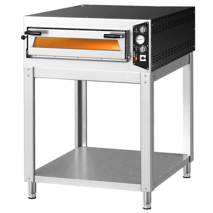 GGM Gastro Electric Deck Pizza Oven - Single Deck - Refractory Stone Deck - 6 - Ø 35cm (35.1 cm) - Mechanical Controls - up to 450°C - incl. Base frame
