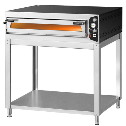 GGM Gastro Electric Deck Pizza Oven - Single Deck - Refractory Stone Deck - 9 x Ø 34cm (34 cm) - 230V 3 Phase - Mechanical Controls - up to 450°C - incl. Base frame