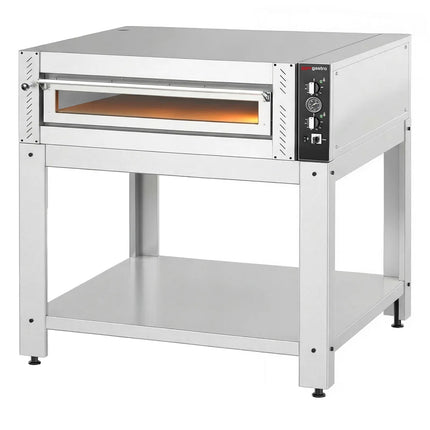 GGM Gastro Electric Deck Pizza Oven - Single Deck - Refractory Stone Deck - 9 x Ø 30cm (30.5 cm) - Mechanical Controls - up to 450°C - incl. Base frame
