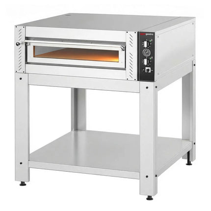 GGM Gastro Electric Deck Pizza Oven - Single Deck - Refractory Stone Deck - 4 - Ø 30cm (30.5 cm) - Mechanical Controls - with Stand