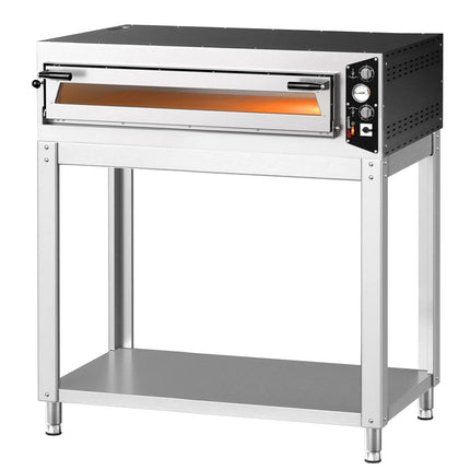 GGM Gastro Electric Deck Pizza Oven - Single Deck - Refractory Stone Deck - 6 - Ø 35cm (35.1 cm) - Mechanical Controls - up to 450°C - incl. Base frame