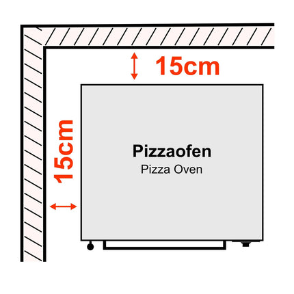 GGM Gastro Electric Deck Pizza Oven - Single Deck - Refractory Stone Deck - 9 x Ø 34cm (34 cm) - 230V 3 Phase - Mechanical Controls - up to 450°C - incl. Hood & Base frame