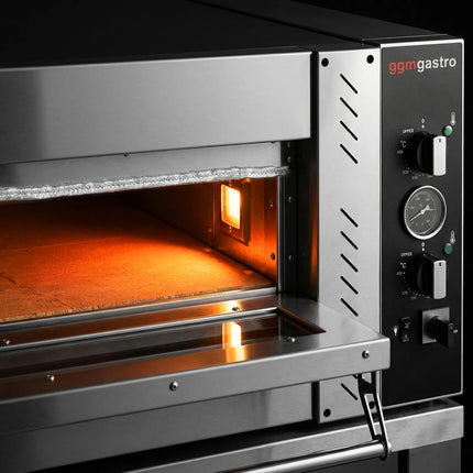 GGM Gastro Electric Deck Pizza Oven - Single Deck - Refractory Stone Deck - 9 - Ø 30cm (30.5 cm) - up to 450°C - Mechanical Controls