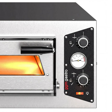 GGM Gastro Electric Deck Pizza Oven - Single Deck - Refractory Stone Deck - 4 x Ø 30cm (30.5 cm) - 3 Phase - Mechanical Controls - up to 450°C