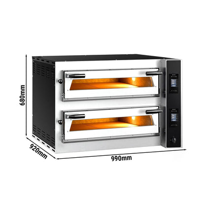 GGM Gastro Electric Deck Pizza Oven - Twin Deck - Refractory Stone Deck - 4+4 - Ø 35cm (35.1 cm) - Touchscreen Controls - up to 400°C
