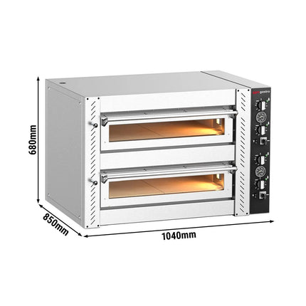 GGM Gastro Electric Deck Pizza Oven - Twin Deck - Refractory Stone Deck - 4+4 - Ø 30cm (30.5 cm) - Mechanical Controls - up to 450°C