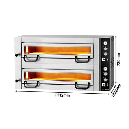 GGM Gastro Electric Deck Pizza Oven - Twin Deck - Refractory Stone Deck - 4+4 x Ø 34cm (33 cm) - Mechanical Controls