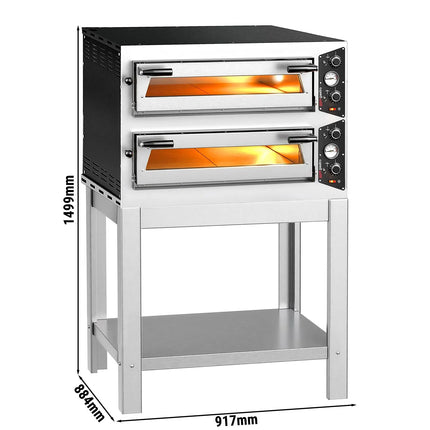 GGM Gastro Electric Deck Pizza Oven - Twin Deck - Refractory Stone Deck - 4+4 - Ø 30cm (30.5 cm) - incl. Base frame