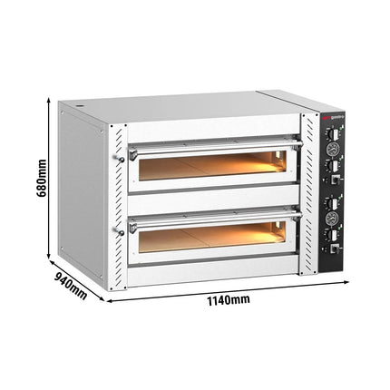 GGM Gastro Electric Deck Pizza Oven - Twin Deck - Refractory Stone Deck - 4+4 - Ø 34cm (34 cm) - Mechanical Controls - up to 450°C