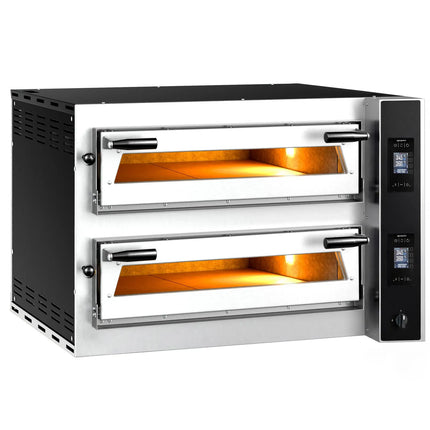 GGM Gastro Electric Deck Pizza Oven - Twin Deck - Refractory Stone Deck - 4+4 - Ø 35cm (35.1 cm) - Touchscreen Controls - up to 400°C