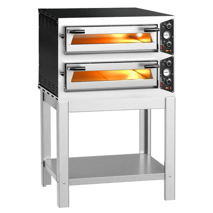 GGM Gastro Electric Deck Pizza Oven - Twin Deck - Refractory Stone Deck - 4+4 - Ø 30cm (30.5 cm) - incl. Base frame