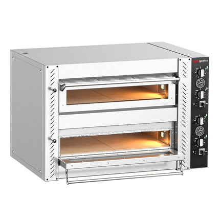 GGM Gastro Electric Deck Pizza Oven - Twin Deck - Refractory Stone Deck - 4+4 - Ø 30cm (30.5 cm) - Mechanical Controls - up to 450°C