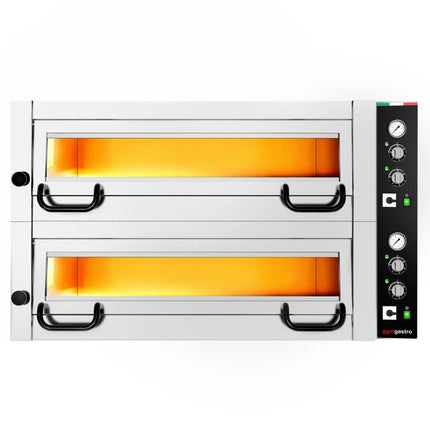 GGM Gastro Electric Deck Pizza Oven - Twin Deck - Refractory Stone Deck - 4+4 x Ø 34cm (33 cm) - Mechanical Controls