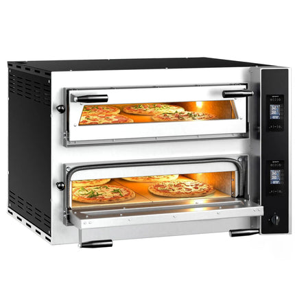 GGM Gastro Electric Deck Pizza Oven - Twin Deck - Refractory Stone Deck - 4+4 - Ø 35cm (35.1 cm) - Touchscreen Controls - up to 400°C