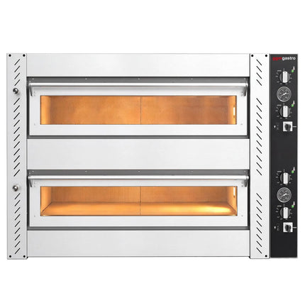 GGM Gastro Electric Deck Pizza Oven - Twin Deck - Refractory Stone Deck - 4+4 - Ø 34cm (34 cm) - Mechanical Controls - up to 450°C