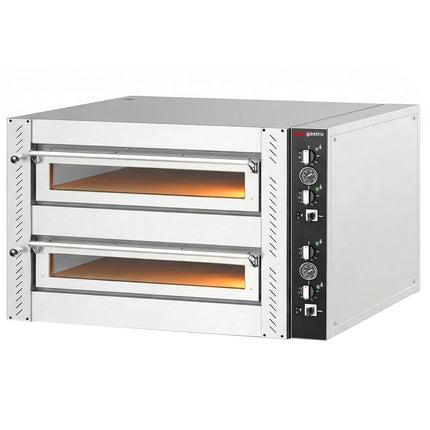 GGM Gastro Electric Deck Pizza Oven - Twin Deck - Refractory Stone Deck - 4+4 - Ø 34cm (34 cm) - 230V 3 Phase - Mechanical Controls - up to 450°C