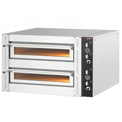 GGM Gastro Electric Deck Pizza Oven - Twin Deck - Refractory Stone Deck - 4+4 - Ø 34cm (34 cm) - Mechanical Controls - up to 450°C