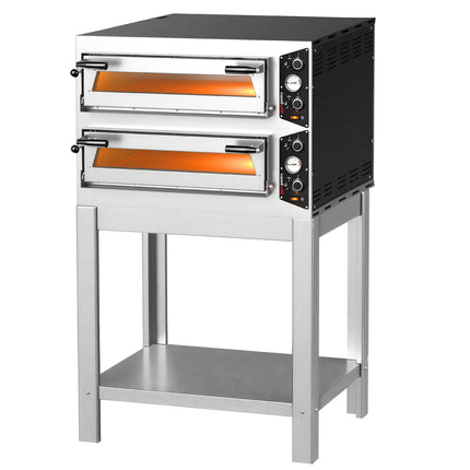 GGM Gastro Electric Deck Pizza Oven - Twin Deck - Refractory Stone Deck - 4+4 - Ø 30cm (30.5 cm) - incl. Base frame