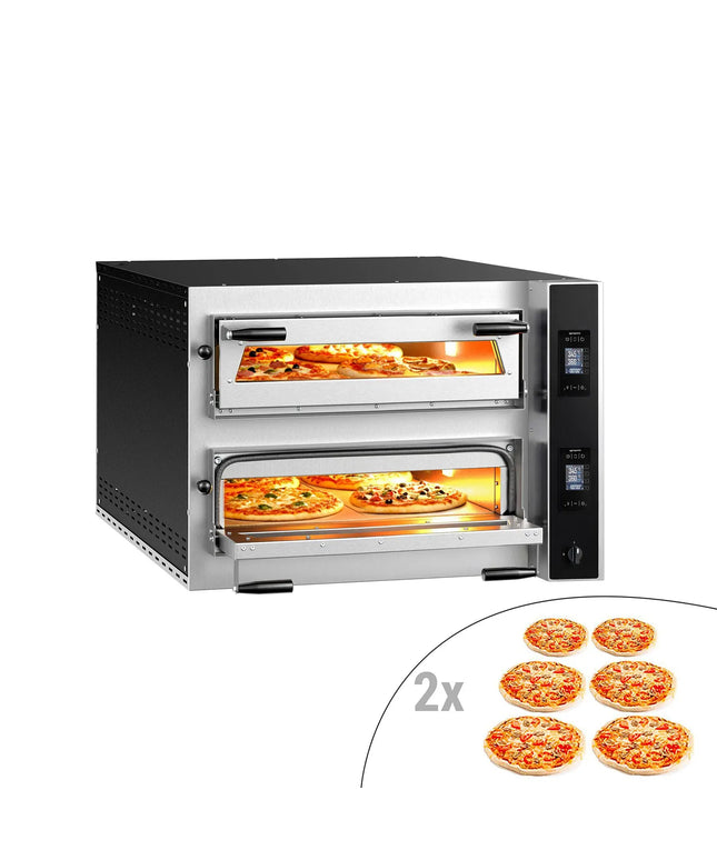 GGM Gastro Electric Deck Pizza Oven - Twin Deck - Refractory Stone Deck - 6+6 - Ø 35cm (35.1 cm) - Digital Controls - up to 400°C