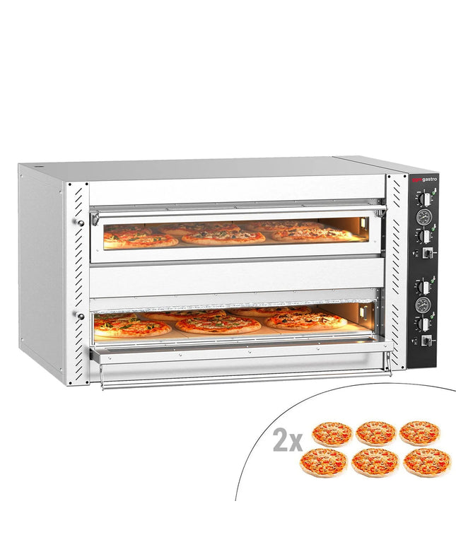 GGM Gastro Electric Deck Pizza Oven - Twin Deck - Refractory Stone Deck - 6+6 - Ø 30cm (30.5 cm) - Mechanical Controls - up to 450°C