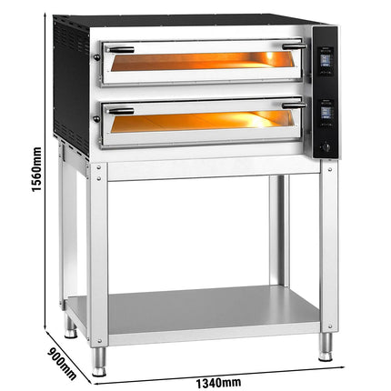 GGM Gastro Electric Deck Pizza Oven - Twin Deck - Refractory Stone Deck - 6+6 - Ø 35cm (35.1 cm) - Digital Controls - up to 400°C - incl. Base frame