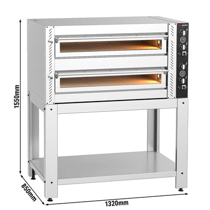 GGM Gastro Electric Deck Pizza Oven - Twin Deck - Refractory Stone Deck - 6+6 - Ø 30cm (30.5 cm) - incl. Base frame