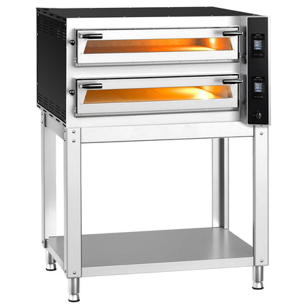 GGM Gastro Electric Deck Pizza Oven - Twin Deck - Refractory Stone Deck - 6+6 - Ø 35cm (35.1 cm) - Digital Controls - up to 400°C - incl. Base frame