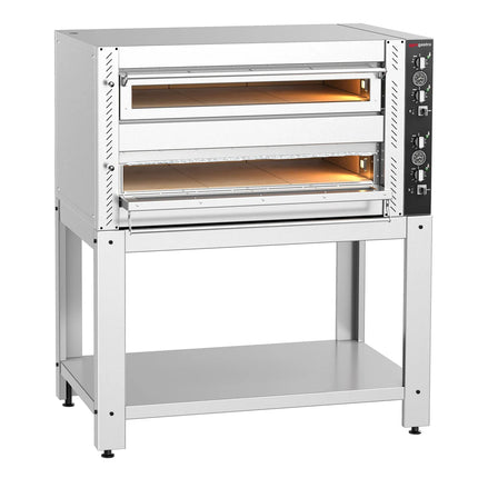 GGM Gastro Electric Deck Pizza Oven - Twin Deck - Refractory Stone Deck - 6+6 - Ø 30cm (30.5 cm) - incl. Base frame