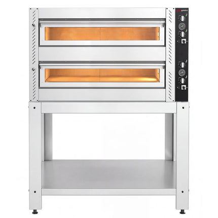 GGM Gastro Electric Deck Pizza Oven - Twin Deck - Refractory Stone Deck - 6+6 - Ø 30cm (30.5 cm) - incl. Base frame