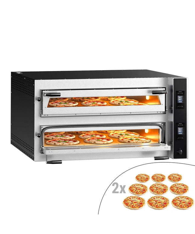 GGM Gastro Electric Deck Pizza Oven - Twin Deck - Refractory Stone Deck - 9+9 - Ø 35cm (35.1 cm) - Touchscreen Controls - up to 400°C
