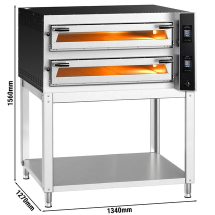 GGM Gastro Electric Deck Pizza Oven - Twin Deck - Refractory Stone Deck - 9+9 - Ø 35cm (35.1 cm) - Digital Controls - incl. Base frame