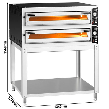 GGM Gastro Electric Deck Pizza Oven - Twin Deck - Refractory Stone Deck - 9+9 - Ø 35cm (35.1 cm) - Mechanical Controls - up to 450°C - incl. Base frame