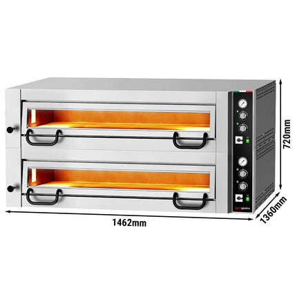 GGM Gastro Electric Deck Pizza Oven - Twin Deck - Refractory Stone Deck - 9+9 x Ø 34cm (34 cm) - Mechanical Controls - up to 450°C