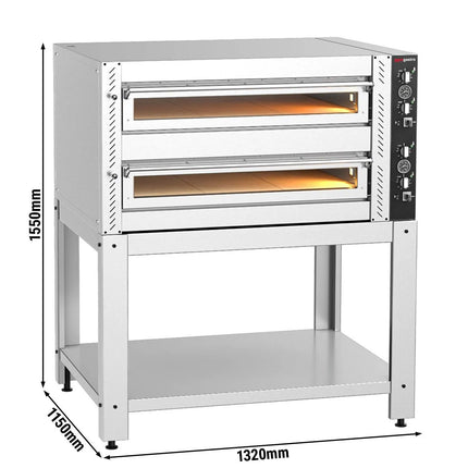 GGM Gastro Electric Deck Pizza Oven - Twin Deck - Refractory Stone Deck - 9+9 - Ø 30cm (30.5 cm) - Mechanical Controls - incl. Base frame