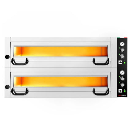 GGM Gastro Electric Deck Pizza Oven - Twin Deck - Refractory Stone Deck - 9+9 x Ø 34cm (34 cm) - Mechanical Controls - up to 450°C